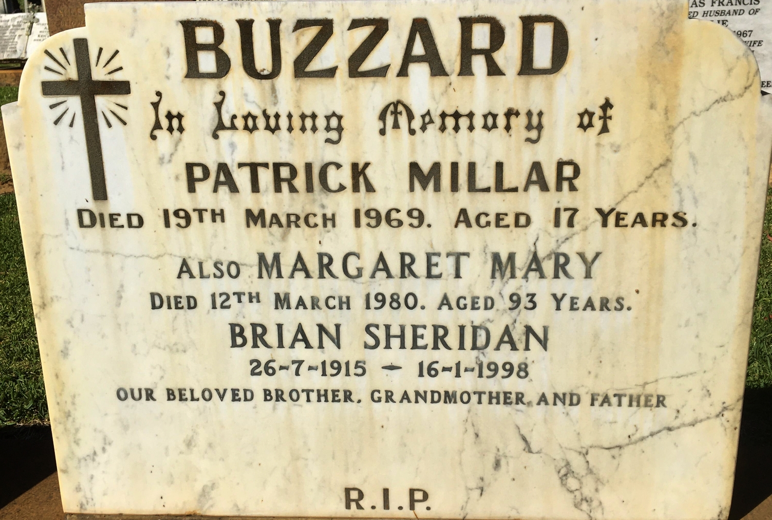 Margaret Mary Buzzard (nee Sheridan) Death Certificate